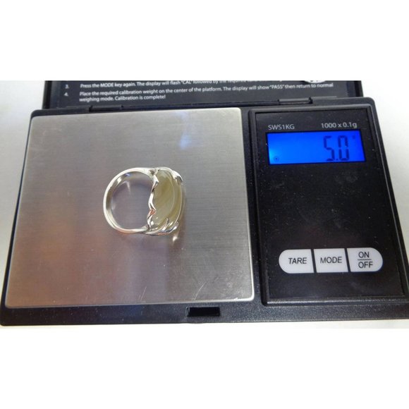 925 Sterling Silver Agate Ring, Natural Agate Ring Size 7.5, Custom Made - Picture 8 of 10